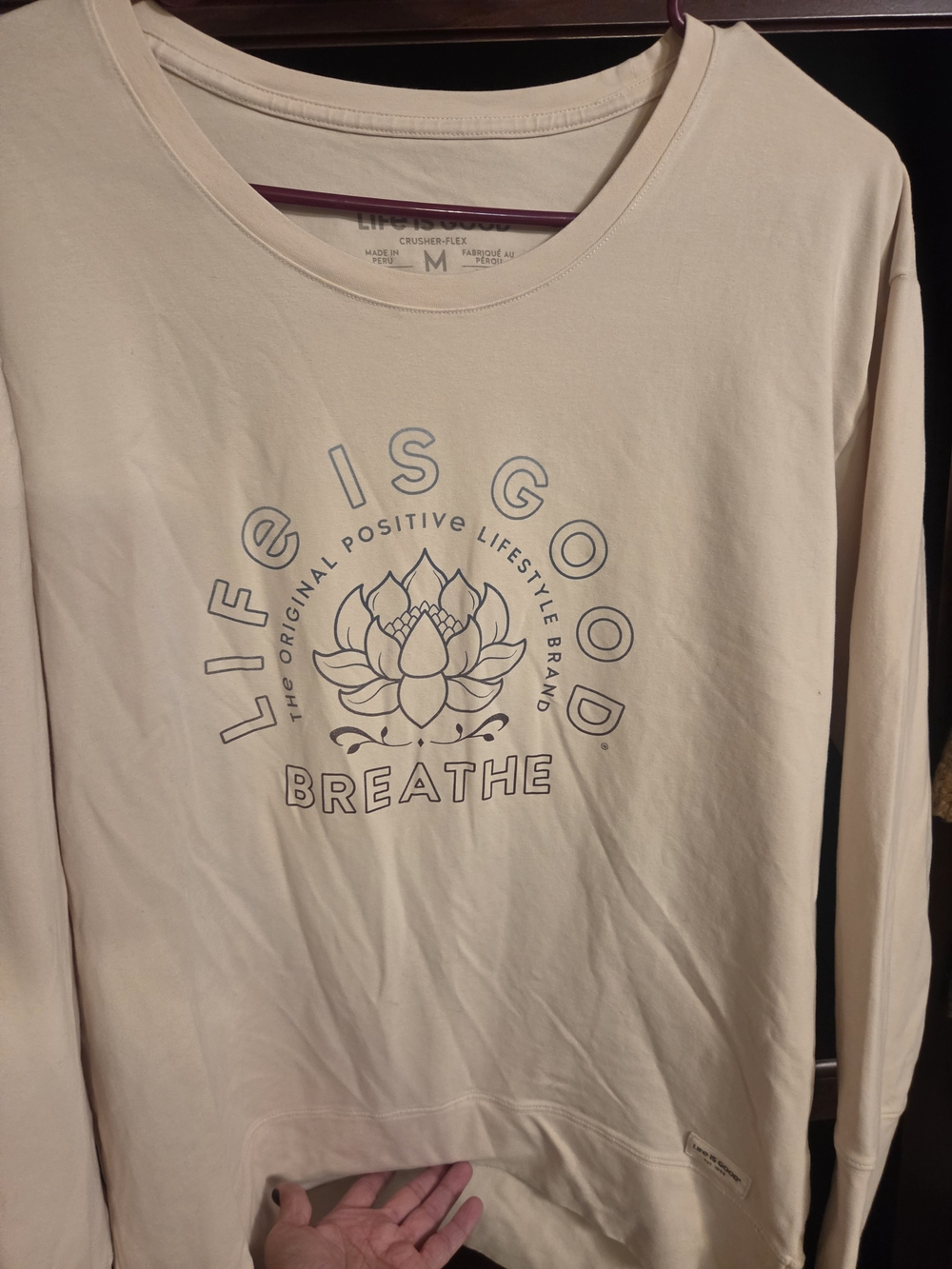 Life Is Good Cream Long Sleeve 'Breathe' Lotus Tee